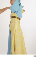  Photos Woman in Historical Dress 13 15th century Medieval clothing blue Yellow and Dress upper body 0009.jpg